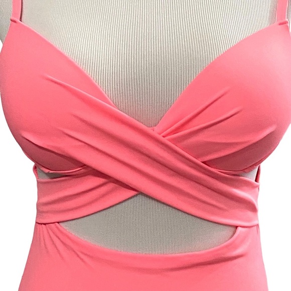 NWOT Shade & Shore Coral Wrap One Piece Swimsuit Bra Size 34B - Picture 4 of 8
